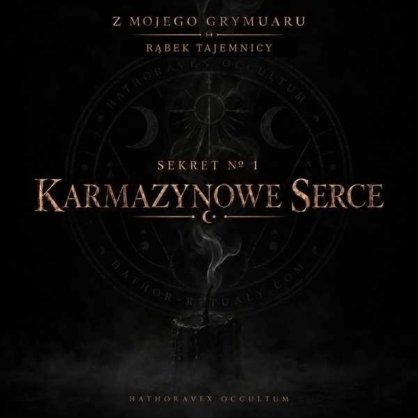 Okładka e-booka „Karmazynowe Serce – Sekret nr 1” z serii „Z Mojego Grymuaru – Rąbek Tajemnicy”.